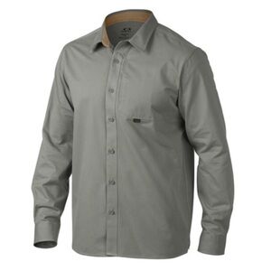 NWT Oakley Men's Utility Woven Long Sleeve Button Up Shirt Grigio Scuro Colorway